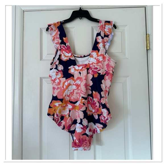 Women’s Full Coverage Floral Print Ruffle Sleeve One Piece Swimsuit Kona Sol - Picture 3 of 4